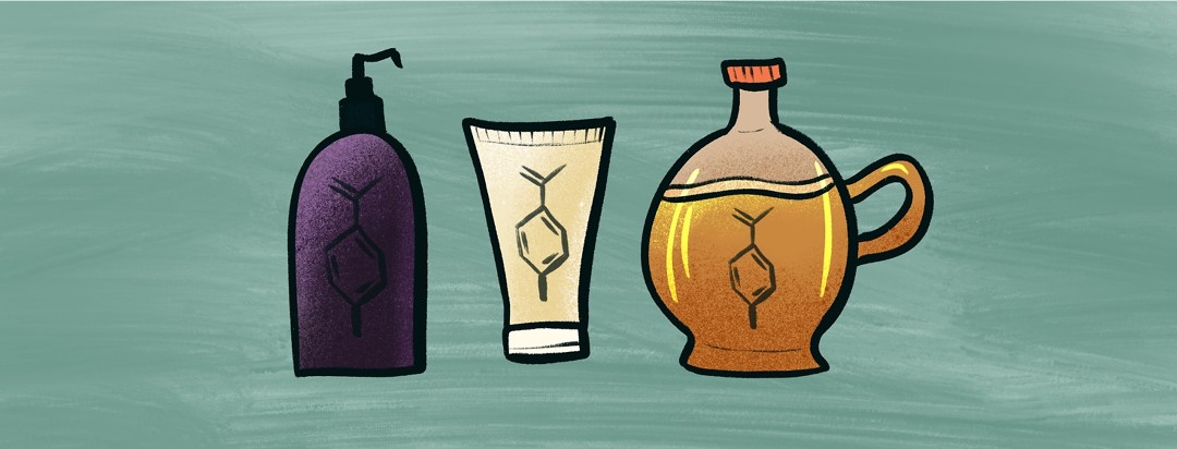 cosmetics and syrup with parabens symbol