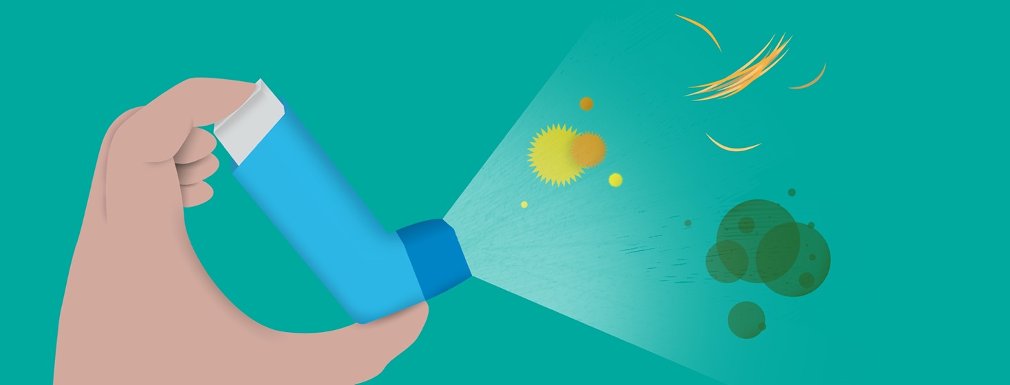 A inhaler spraying away allergens