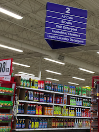grocery store aisle of cleaning products