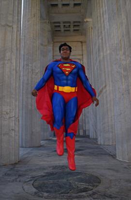 michael wilson in his superman cosplay outfit