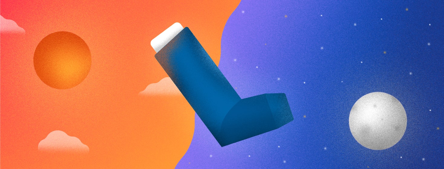 an inhaler surrounded by night and day