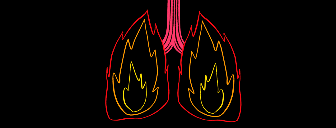 Two "dancing" flames shaped like lungs